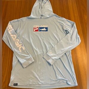 Pelagic Long Sleeve Hoodie Sun Shirt AquaTek Men’s M/L Vented UPF 50 Blue